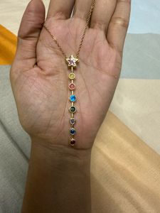 Anti Tarnish | Star &amp; Rainbow Gemstone Necklace
