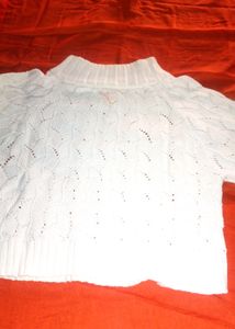 Women Woolen White Top For Winter&#39;s