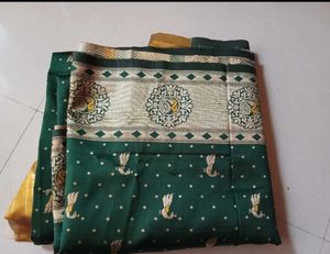 New Green &amp; Gold Saree&amp; Blouse Pc