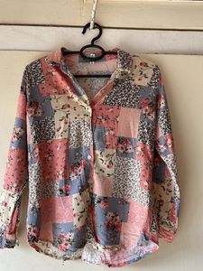 Floral Patchwork Button-Down Shirt