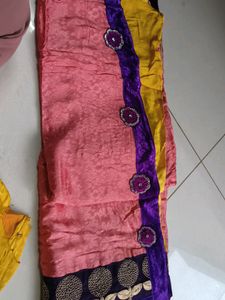Beautiful Double Shade Saree With Velvet Border