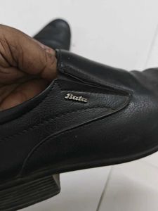 Bata Black Leather Slip-On Dress Shoes