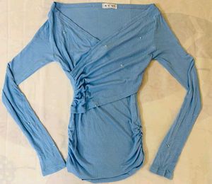 Cute Blue Wrap Top