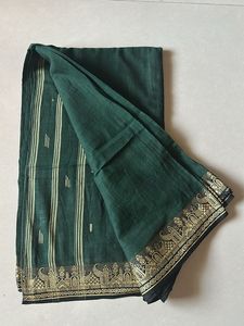 Emerald Green Saree with Gold Border