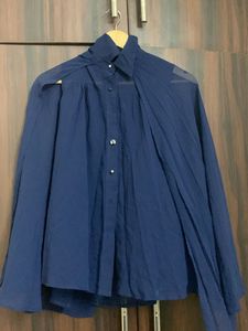 Navy Blue Cape Blouse