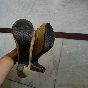 Golden Heels with Bow
