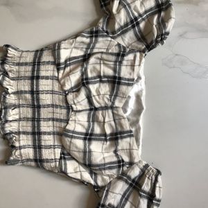 Plaid Long Sleeve Crop Top