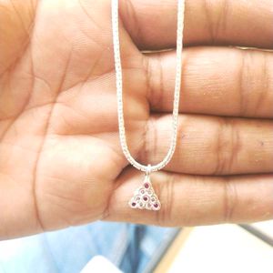 pure Silver Mix Snack Chain+Pandent Set