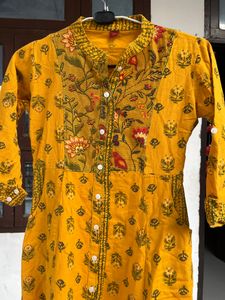 Mustard Printed Kurta