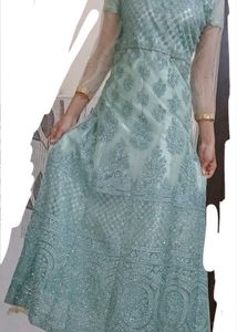 Elegant Aqua Embellished Gown