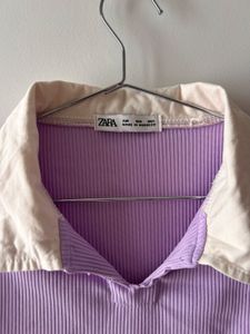 Zara Ribbed Polo Top