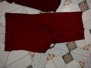 Burgundy Ruffle Neck Long Sleeve Combo