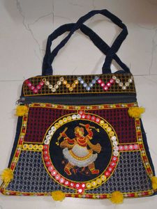 Embroidered Folk Art Tote Bag
