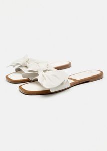 Zara flat leather sandals With Bow Size 2 (eu 35)