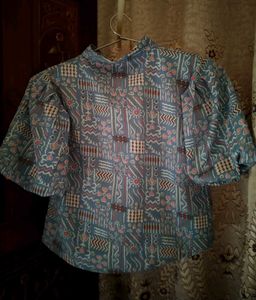 Blue Blouson Top