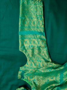 Teal &amp; Gold Banarasi Dress