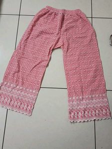 Pink Embroidered Palazzos