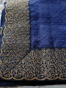 Navy Blue Embroidered Saree