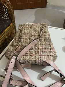 Pink Tweed Backpack