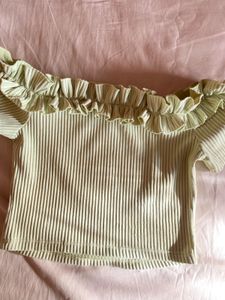 Sage Green Ruffle Crop Top