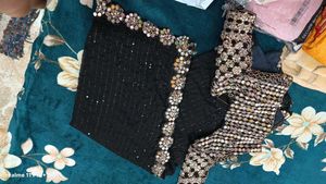 Embellished black saree