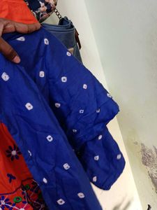Orange Embroidered Kurti Set