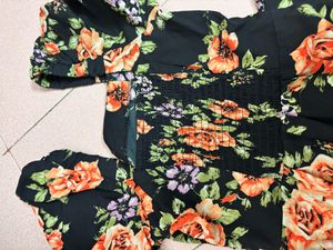 Black Floral Midi Dress Aesthetic New