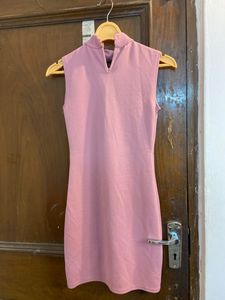 Pink Neck Cut Dress