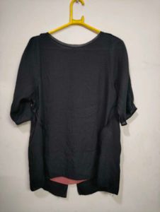 Black Linen Blend Top