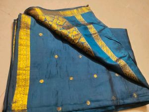 Elegant Blue &amp; Gold Saree