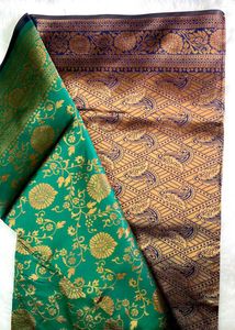 Emerald Green &amp; Gold Banarasi Silk Saree