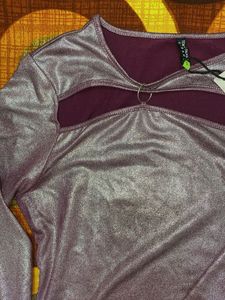 Sparkly Cutout Long Sleeve Top