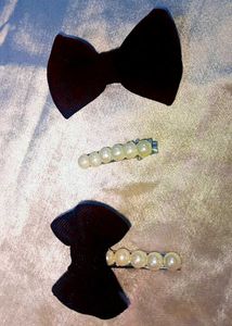 Korean Denim Bow Clips