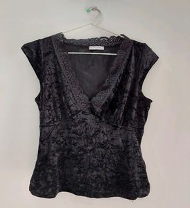 Velvet Top With Lace