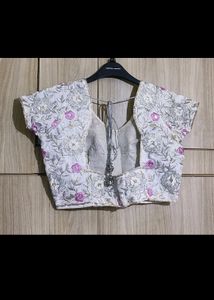 White Embroidered Saree