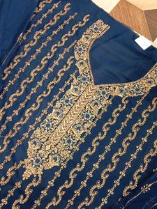 Elegant Blue Embroidered Kurta garara Set