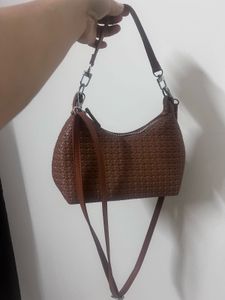 Brown Woven Crossbody Bag