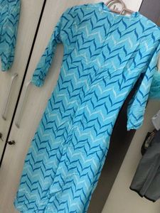 Blue Printed Kurti Dress🩵