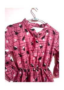 Stylish Pink Printed Frock for Women