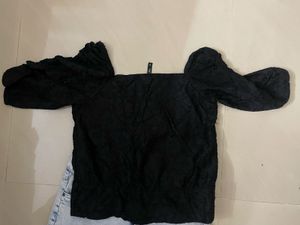 Elegant Black Lace Off-Shoulder Top