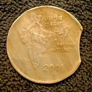 ₹2 Clip Or Cut Error Coin