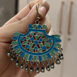 Oxidised Enamel Silver Plated Earrings