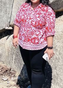 Westside Gia Curves Red & White Top