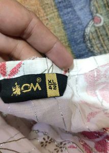 Floral Pink Print Kurta White