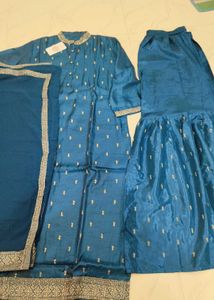 Blue Embroidered Saree