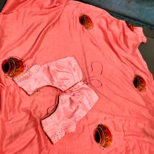 Peach Colour Saree