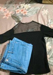 Black Top &amp; Jeans Set🖤