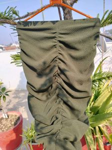 Olive Green Ruched Bodycon Dress