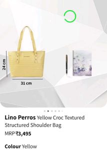 Lino Perros Cream Yellow Textured Handbag