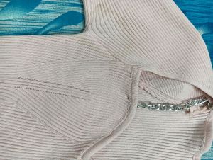 Korean Pink Top With Chain Detail